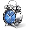Loud Alarm Clock for Heavy Sleepers Adults,Retro 4 Inch Silent Non-Ticking Quartz with Backlight,Twin Bell Analog Kids Alarm Clocks for Bedrooms Bedside (Blue)
