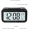 Alarm Clocks for Bedrooms,Digital Alarm Clock with LCD Screen,Snooze,12/24H,Battery Operated for Heavy Sleepers Adults Desk Travel Office (Black)