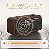 Wooden Alarm Clock, Loud Digital Plug-in Clock with 5 Volumes, 12 Ringtones, Manual DST, Snooze for Heavy Sleepers Bedroom Bedside Living Room Office Wood Decor