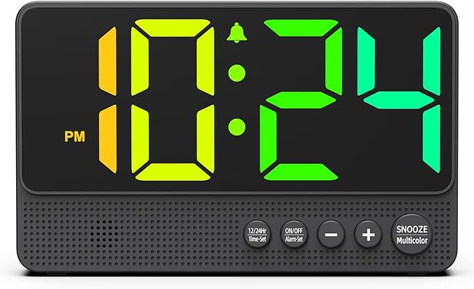 Small Digital Clock for Bedroom, Loud Alarm Clock for Heavy Sleepers Adults, Teens | Plug-In Electric Desk Clock | Simple Bedside Nightstand Clock with Adjustable Volume/Brightness/Snooze