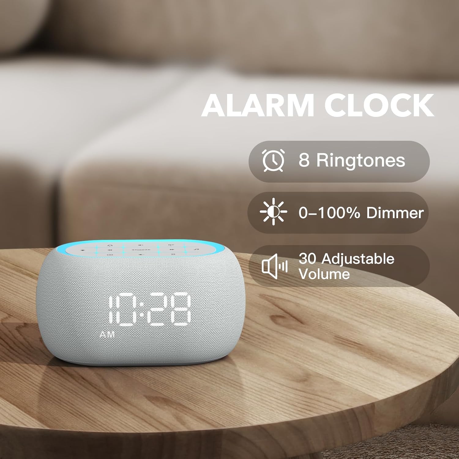 White Noise Sound Machine Alarm Clock with Bluetooth Speaker, 21 Relaxing Sounds, 7 Night Lights,0-100% Dimmer/Sleep Timer/30-Level Volume Control,Sound Machine for Kids Adults Sleeping,Bedroom