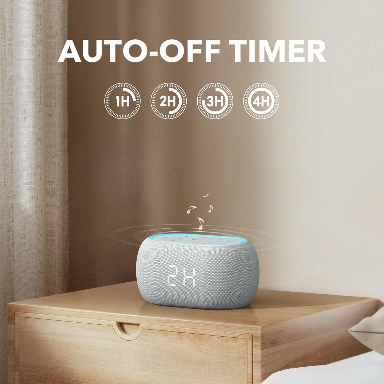 White Noise Sound Machine Alarm Clock with Bluetooth Speaker, 21 Relaxing Sounds, 7 Night Lights,0-100% Dimmer/Sleep Timer/30-Level Volume Control,Sound Machine for Kids Adults Sleeping,Bedroom